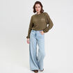 Pull manches longues vert foncé femme
