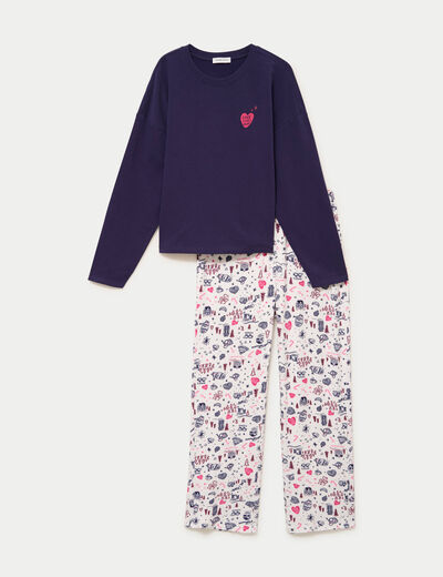 Pyjama manches longues blanc femme