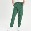 Pantalon cargo 7/8ème ceinturé vert foncé femme