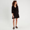 Robe évasée avec volants noir femme