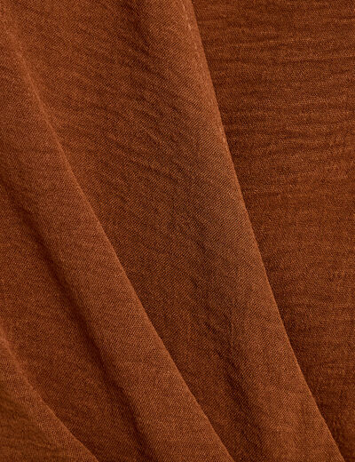 Robe droite 3/4 sans manches col v marron femme