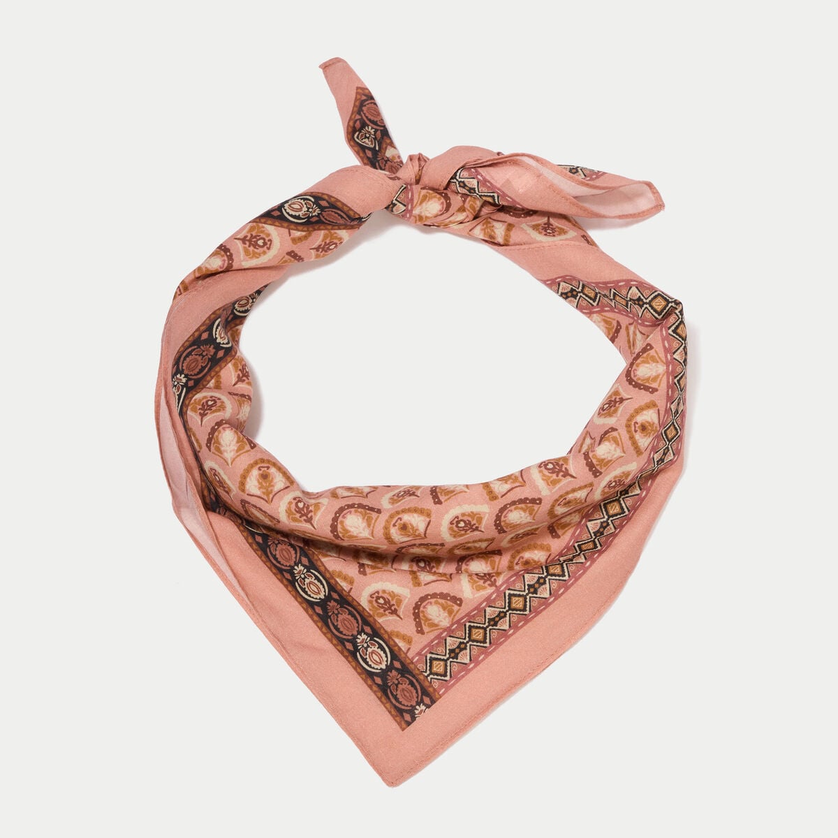 Foulard satin&eacute; soyeux vieux rose femme