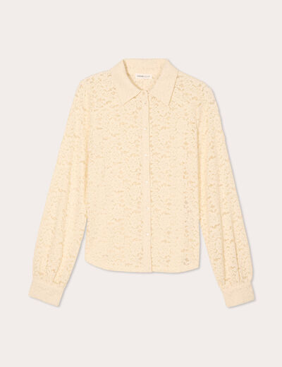 Chemise dentelle plissée ecru femme