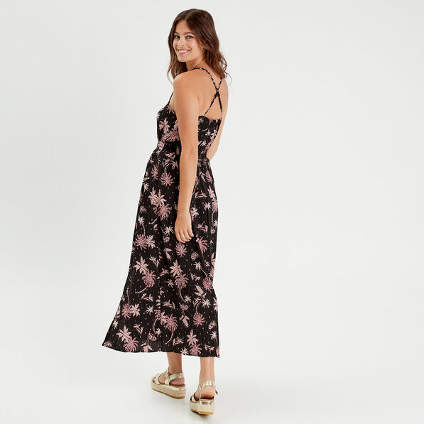 robe longue evasee bretelles noir femme Robe longue évasée bretelles noir femme