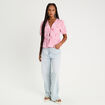Blouse manches courtes noeuds rose poudrée femme