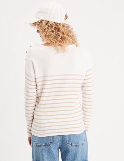 Pull avec boutons beige femme