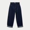 Jean barrel long en coton denim brut femme