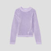 Pull ajouré col rond parme femme