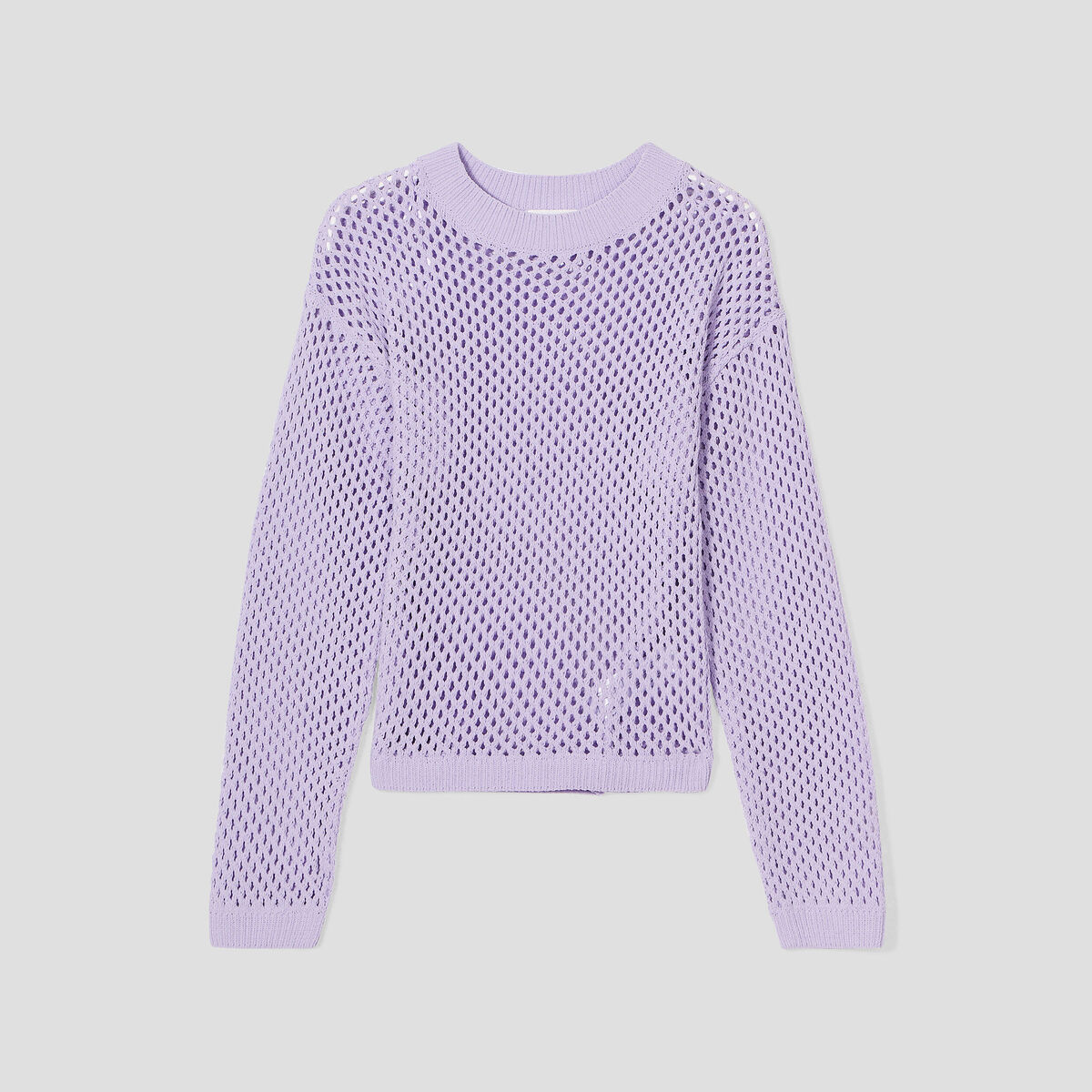 Pull ajouré col rond parme femme
