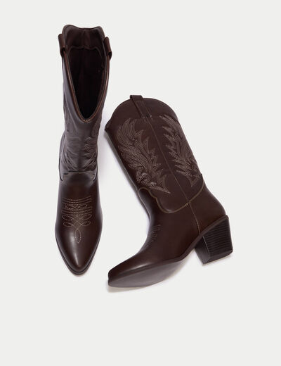 Bottes esprit western marron femme