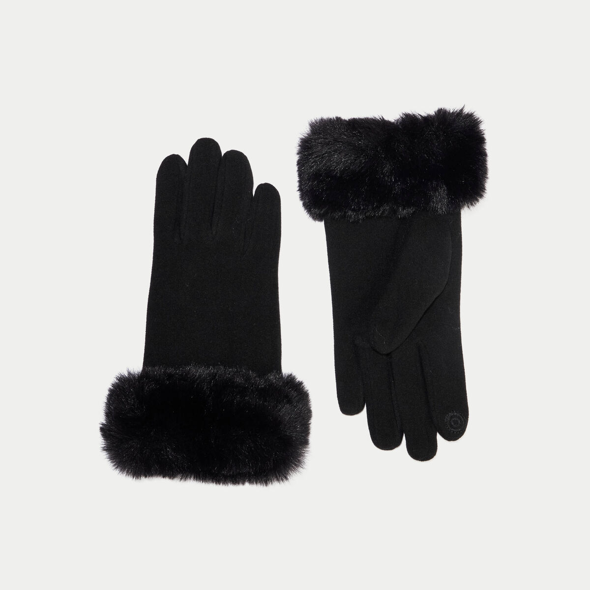 Gants fausse fourrure noir femme