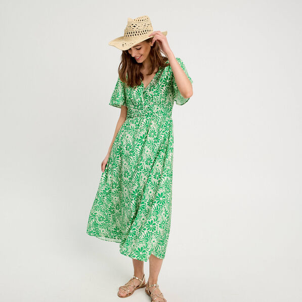 robe longue evasee vert menthe femme Robe longue évasée vert menthe femme