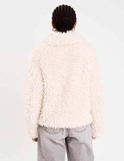 Veste fausse fourrure ecru femme