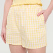 Short droit taille élastiquée jaune femme