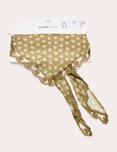 Foulard satin vert olive femme