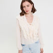 Blouse manches longues aspect dentelle ecru femme