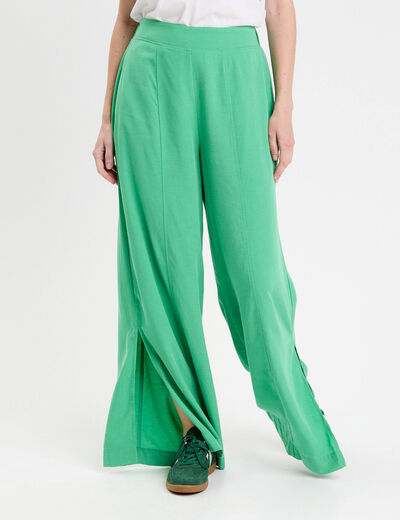 Pantalon large taille standard vert femme