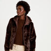 Parka r&eacute;versible &agrave; capuche marron fonc&eacute; femme