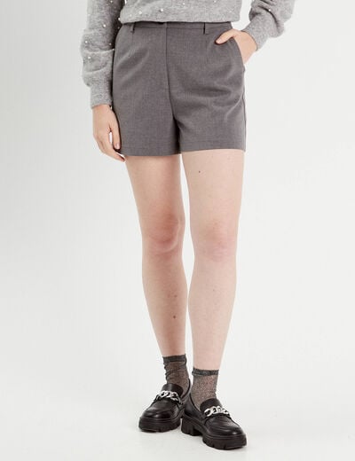 Short large avec pinces gris foncé femme
