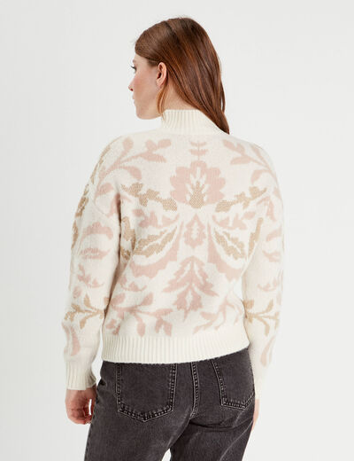 Pull col montant ecru femme