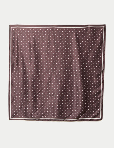 Foulard aspect satin&eacute; soyeux marron fonc&eacute; femme