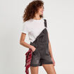 Salopette short en jean denim noir femme