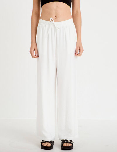 Pantalon bootcut taille standard ecru femme