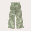 Pantalon large taille haute vert kaki femme