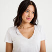 T-shirt col v manches courtes blanc femme