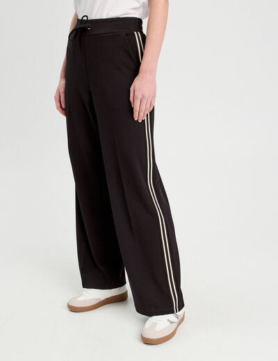 Pantalon large style jogging noir femme