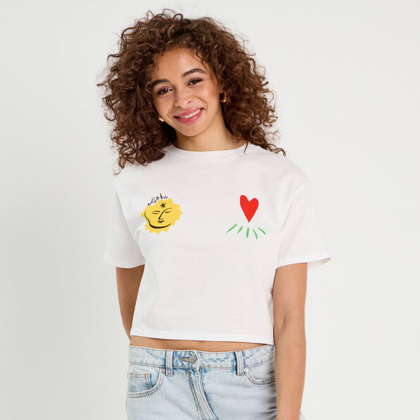 T-shirt cropped blanc femme