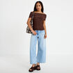 Top col bardot marron fonc&eacute; femme