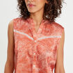 Blouse sans manches satin orange femme