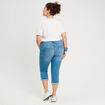 Pantacourt slim en jean denim double stone femme