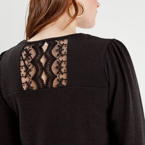 pull dos en dentelle noir femme Pull dos en dentelle noir femme