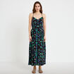 Robe &eacute;vas&eacute;e 3/4 col v bretelles fines noir femme