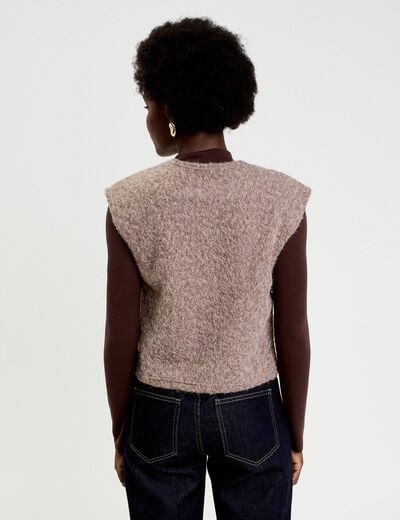 Gilet sans manches effet polaire taupe femme