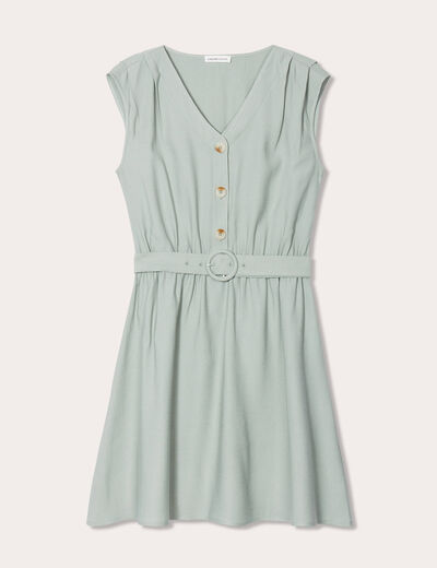Robe évasée ceinturée vert pastel femme