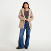 Parka r&eacute;versible 3/4 &agrave; capuche beige femme
