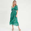 Robe longue évasée vert femme