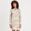 Robe pull droite col montant beige femme