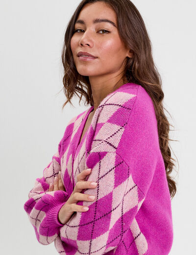 Gilet manches longues rose femme