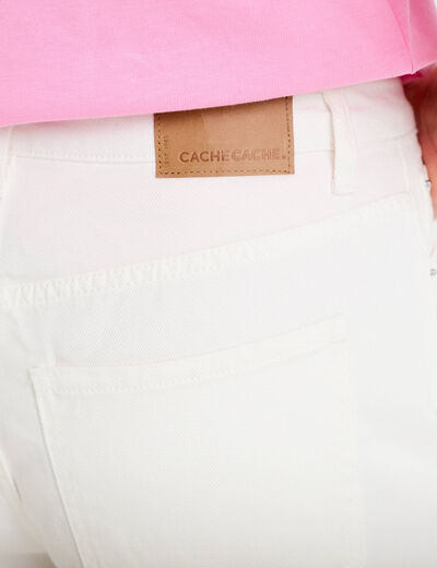 Jean barrel cropped taille standard denim blanc femme