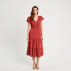 Robe longue évasée col en V vieux rose femme