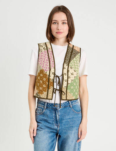 Gilet matelassé sans manches beige femme
