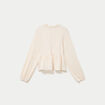 Blouse droite pliss&eacute;e col montant ecru femme