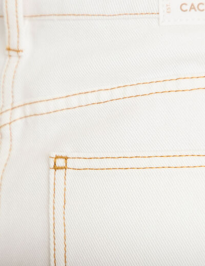 Jeans droit &agrave; revers denim blanc femme