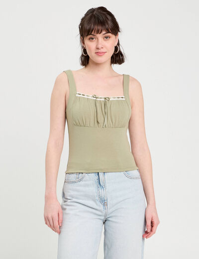 Bustier avec coques vert kaki femme