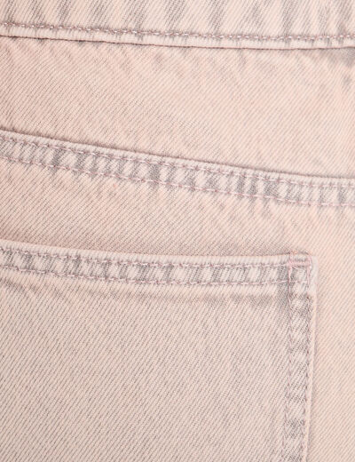 Jeans straight taille haute rose clair femme