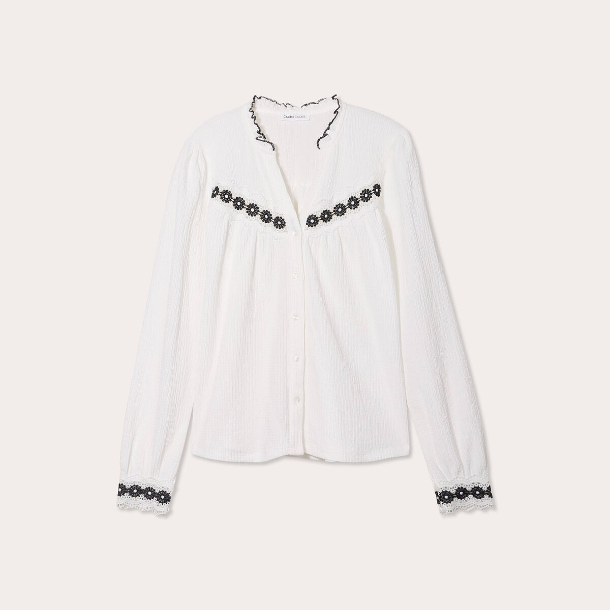 Blouse manches longues ecru femme